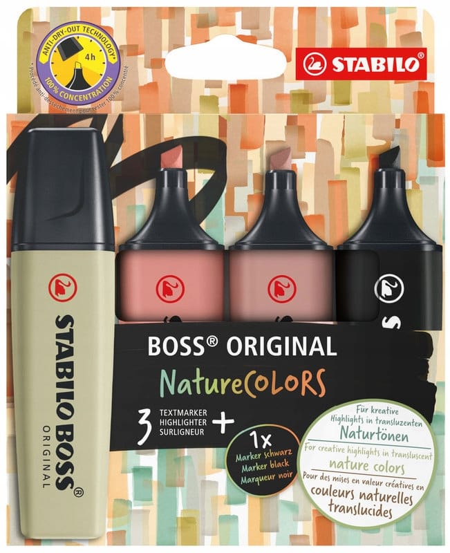 Zakreślacz BOSS ORIGINAL Nature COLOURS 70/4-2-3 mix 4kolory