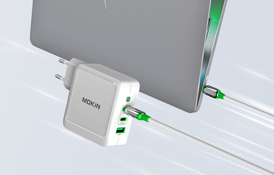 Ładowarka sieciowa MOKiN PD140W GaN 2xUSB-C 1xUSB-A (biała)