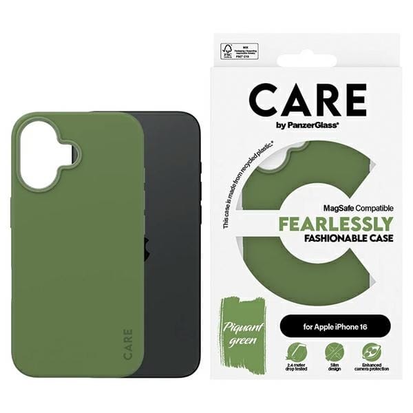 Etui CARE by PanzerGlass Fashion Case    iPhone 16 6.1" zielony/green MagSafe 1385