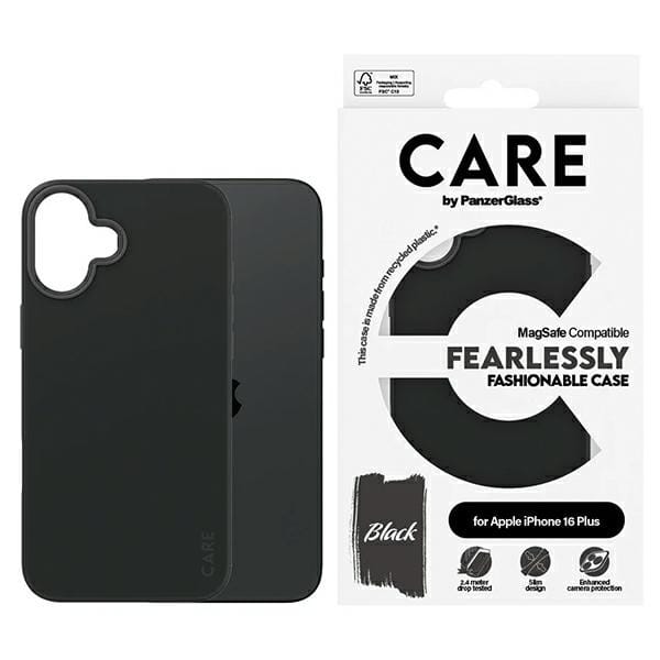 CARE by PanzerGlass Case Fashion Black MagSafe iPhone 16 Plus | CARE