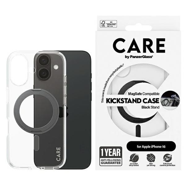 CARE by PanzerGlass Feature Kickstand Case iPhone 16 Plus 6,7" czarny/black MagSafe 1323