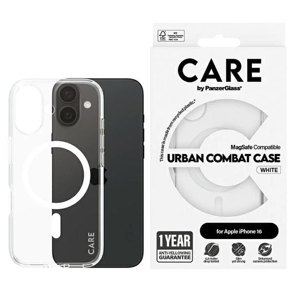 CARE by PanzerGlass Case Flagship White MagSafe iPhone 16 | CARE