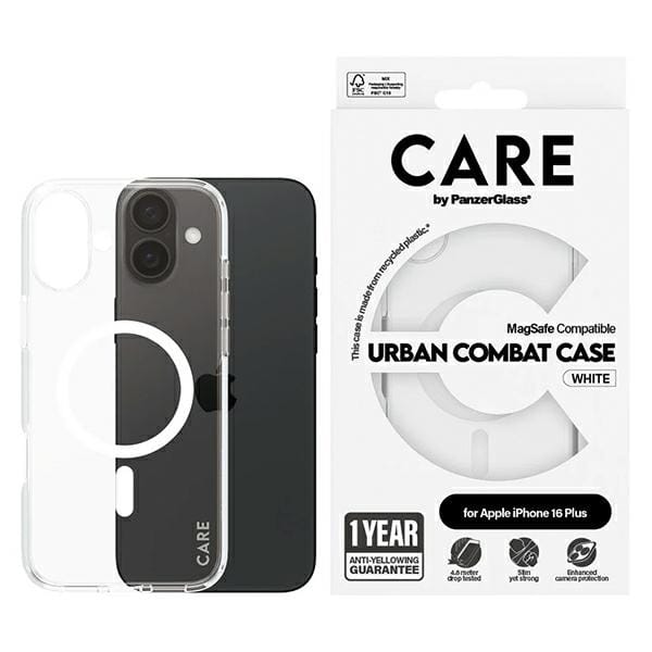 CARE by PanzerGlass Case Flagship White MagSafe iPhone 16 Plus | CARE