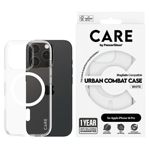 CARE by PanzerGlass Case Flagship White MagSafe iPhone16 PRO | CARE