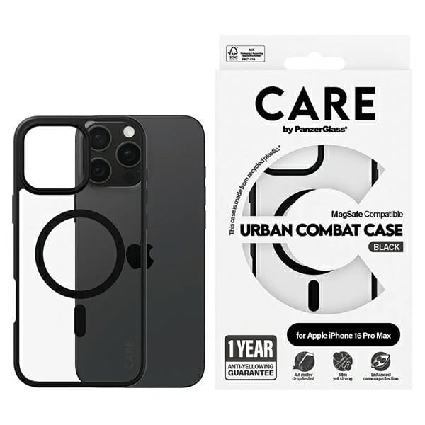 CARE by PanzerGlass Case Flagship Urban Combat Black MagSafe iPhone 16 Pro Max | CARE