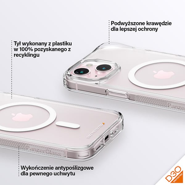 PanzerGlass HardCase iPhone 15 / 14 / 136.1" D3O MagSafe 3xMilitary grade transparent 1180