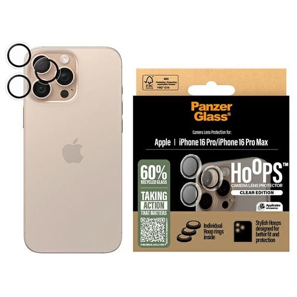 PanzerGlass Hoops Lens Protector iPhone  16 Pro 6.3" / 16 Pro Max 6.9" Transparent 1286