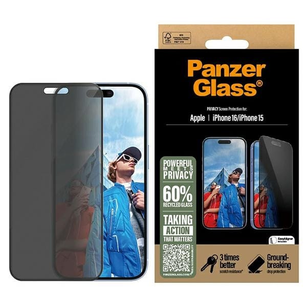 Osłona ekranu PanzerGlass | Jabłko | iPhone'a 16/iPhone'a 15 | Szkło | | Ultra-szeroki krój