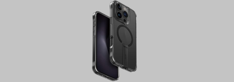UNIQ etui Eleva with Vertica Stand iPhone 16 Pro Max 6.9" czarny/carbon black