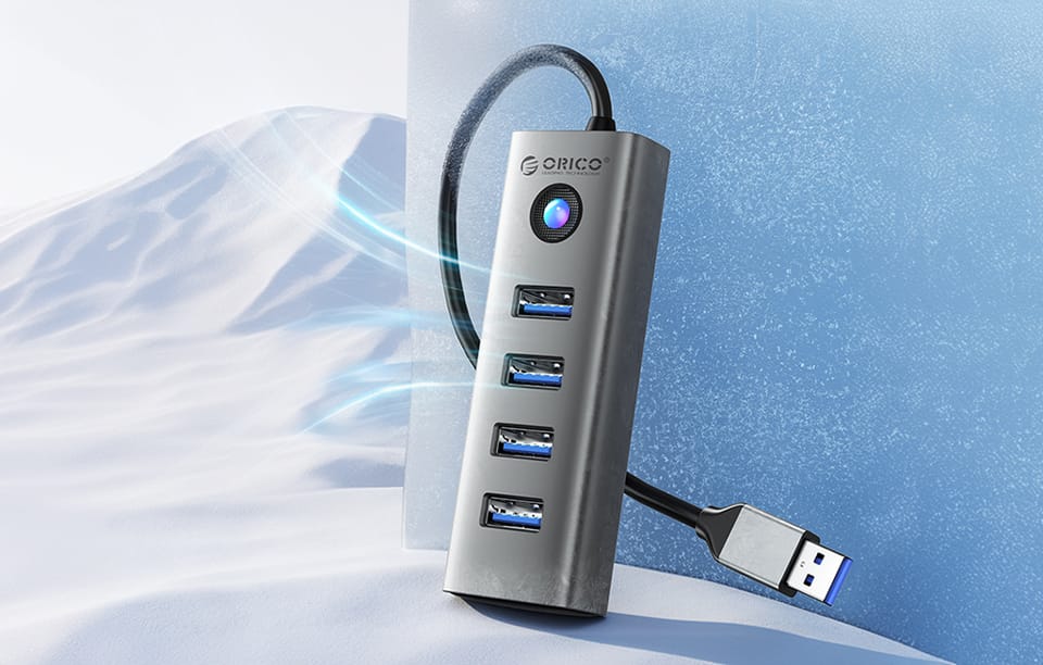 Adapter Hub Orico PDD4U USB do 4x USB 3.0 (szary)