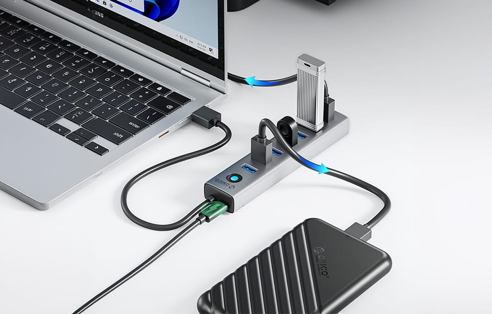 Adapter Hub Orico CL7U USB-C do 7x USB 3.0 (szary)