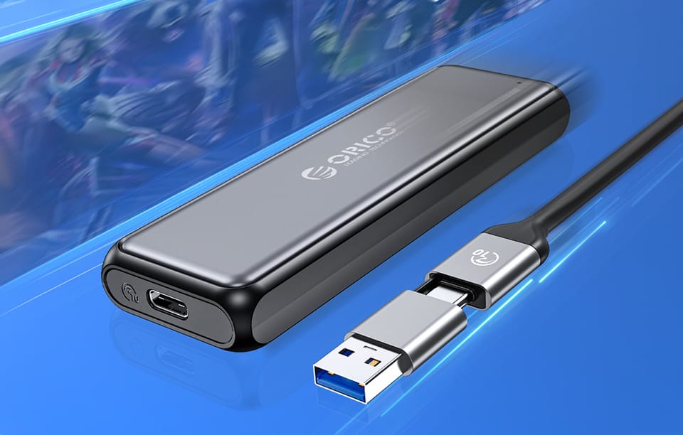 Obudowa dysku Orico NVME M.2, 10gbps, USB-A do USB-A/C (szara)