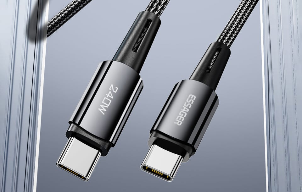 Kabel USB-C do USB-C, Essager, EXCTT3-CGA0G-P, 240W, 2m (czarny)