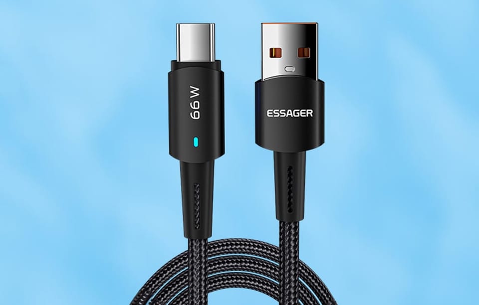 Kabel USB-A do USB-C, Essager, EXCT-CGB01, 66W, 0.5m (czarny)