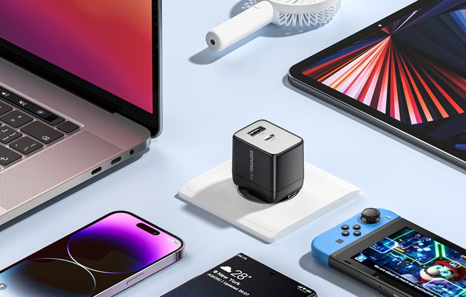 Ładowaka sieciowa, Essager, ECT33W-LJB01-Z, GaN, 1xUSB-A, 1xUSB-C, 33W (czarna)