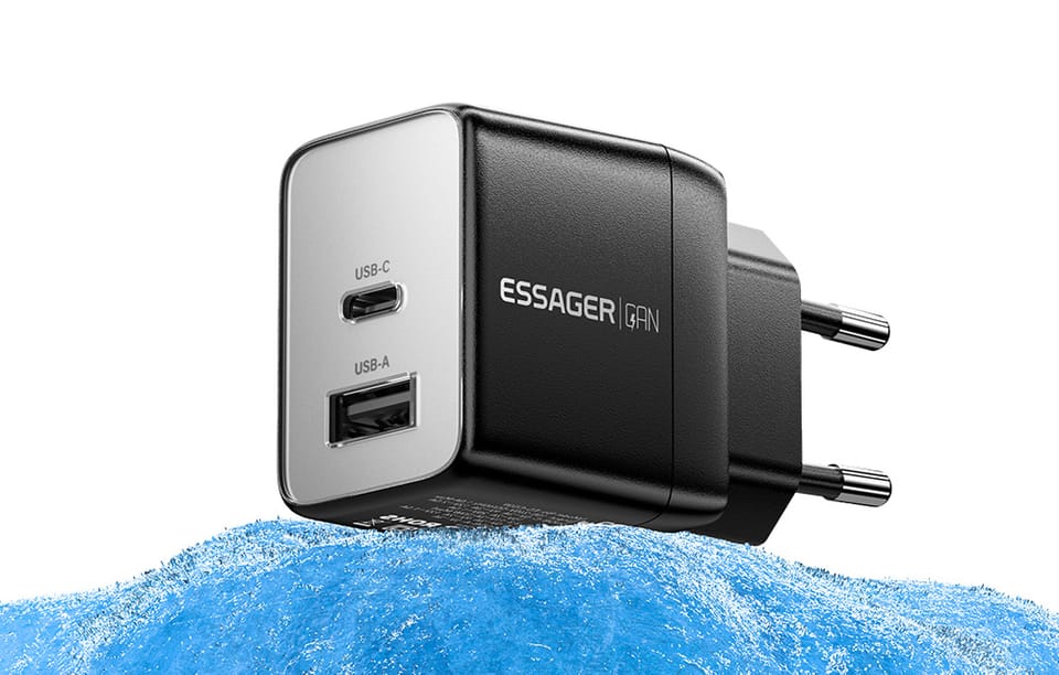 Ładowaka sieciowa, Essager, ECT33W-LJB01-Z, GaN, 1xUSB-A, 1xUSB-C, 33W (czarna)