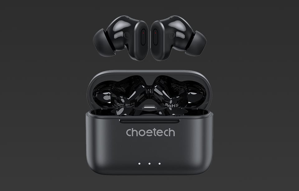 Słuchawki bezprzewodowe TWS Choetech BH-T15 ANC+ENC (Czarne)