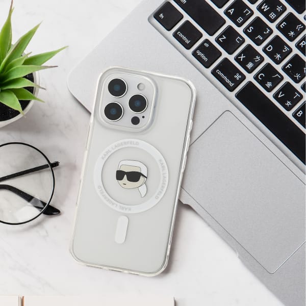 Karl Lagerfeld KLHMP16SHLSCHH iPhone 16 6.1" biały/white hardcase IML Metal Choupette Head MagSafe