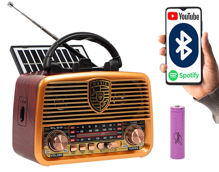 Radio retro AM/FM Bluetooth Blow RA10 solarne + sieciowe