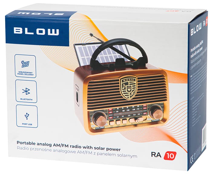 Radio retro AM/FM Bluetooth Blow RA10 solarne + sieciowe