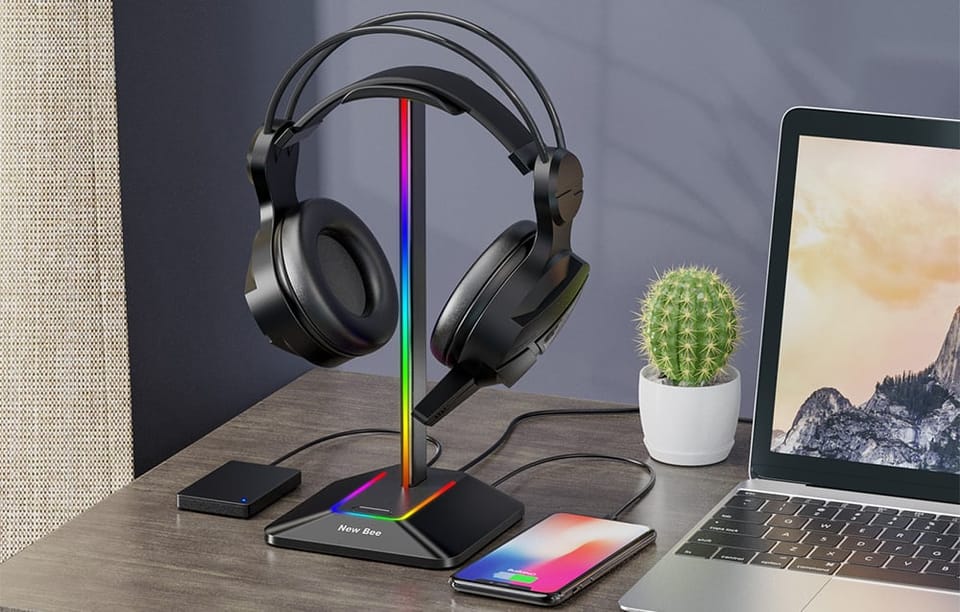 Uchwyt na słuchawki z USB New Bee NB-Z8 RGB