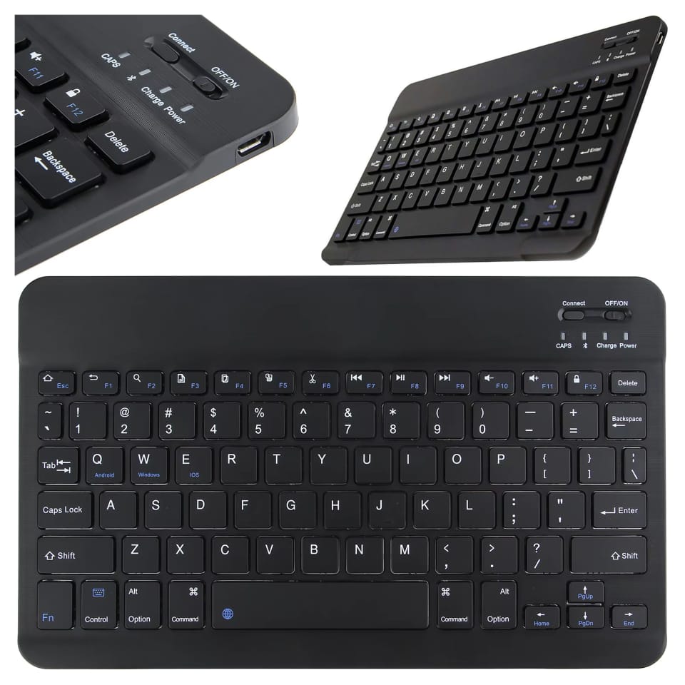 Uniwersalna Klawiatura Bezprzewodowa Bluetooth 10" Windows Android iOS Czarna