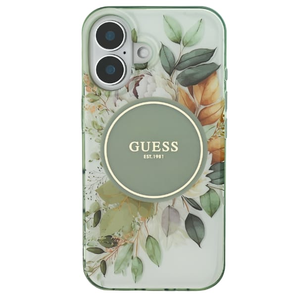 Guess GUHMP16MHFWBDCEN iPhone 16 Plus 6.7" zielony/green hardcase IML Flower & Tonal Circle MagSafe