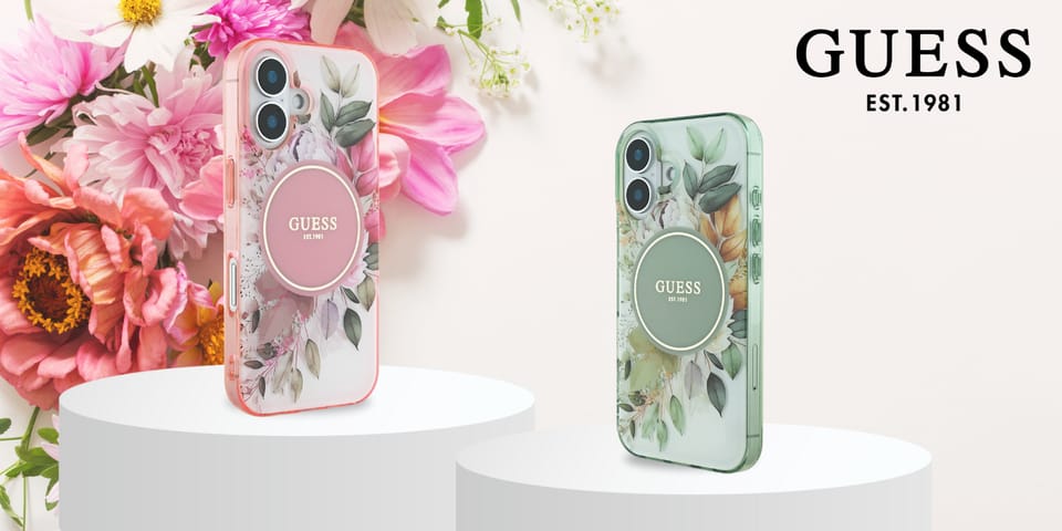 Guess GUHMP16MHFWBDCEN iPhone 16 Plus 6.7" zielony/green hardcase IML Flower & Tonal Circle MagSafe