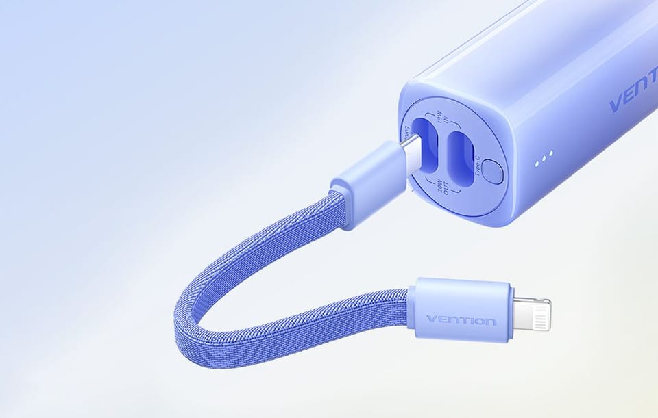 Powerbank 5000mAh Vention FHWM0 20W + kabel USB-C do lightning (szary)