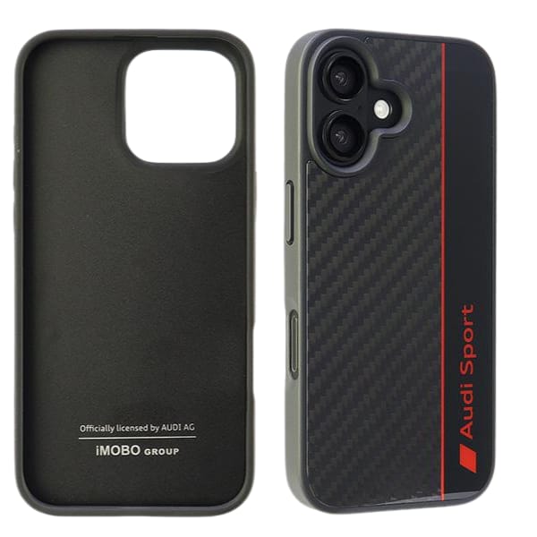 Audi Carbon Fiber Stripe iPhone 16 6.1" czarny/black hardcase AUS-TPUPCIP16-R8/D1-BK