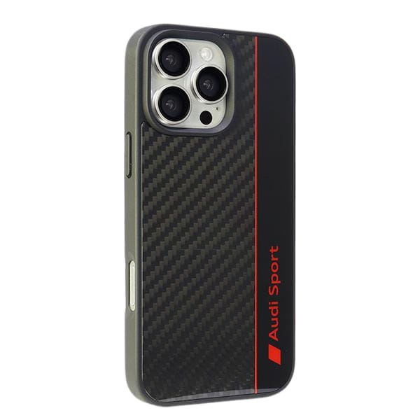 Audi Carbon Fiber Stripe iPhone 16 Pro 6.3" czarny/black hardcase AUS-TPUPCIP16P-R8/D1-BK