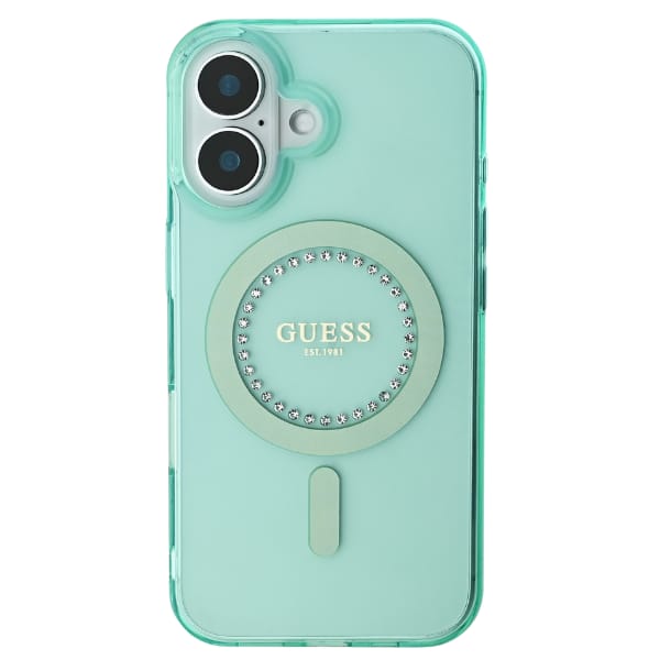 Guess GUHMP16MPFTDTEN iPhone 16 Plus 6.7" zielony/green hardcase IML Rhinestones MagSafe
