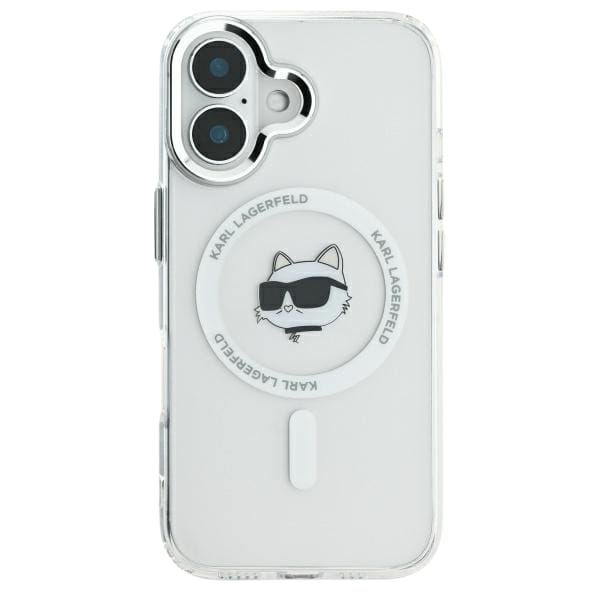 Karl Lagerfeld KLHMP16SHLSCHH iPhone 16 6.1" biały/white hardcase IML Metal Choupette Head MagSafe