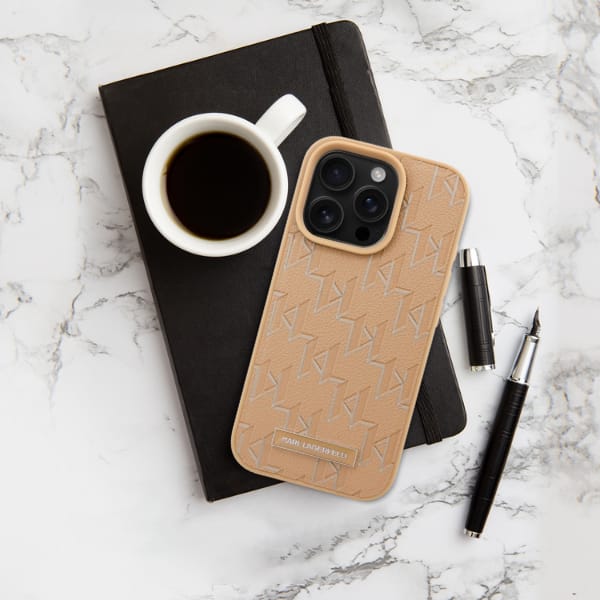 Karl Lagerfeld KLHMP16LPKHPORPE iPhone 16 Pro 6.3" hardcase beżowy/beige Leather Monogram Metal Logo MagSafe