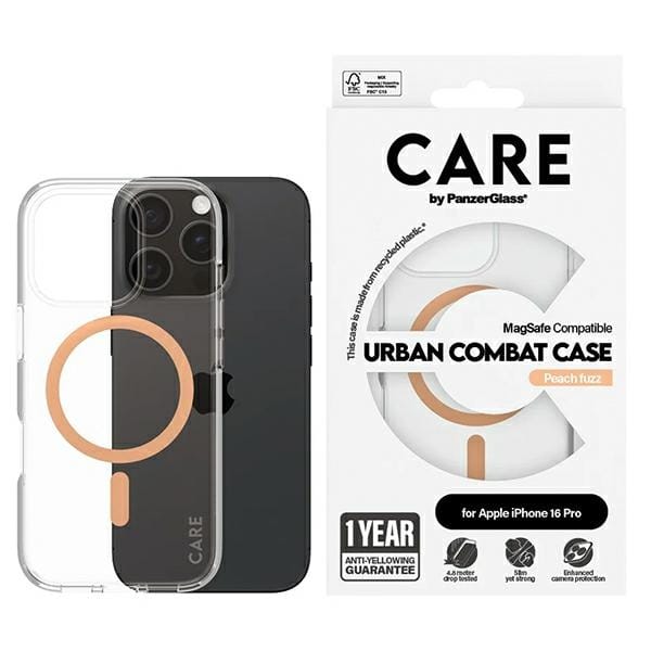 Etui CARE by PanzerGlass Flagship Case   iPhone 16 Pro 6,3" brzoskwiniowy/peachy MagSafe 1374