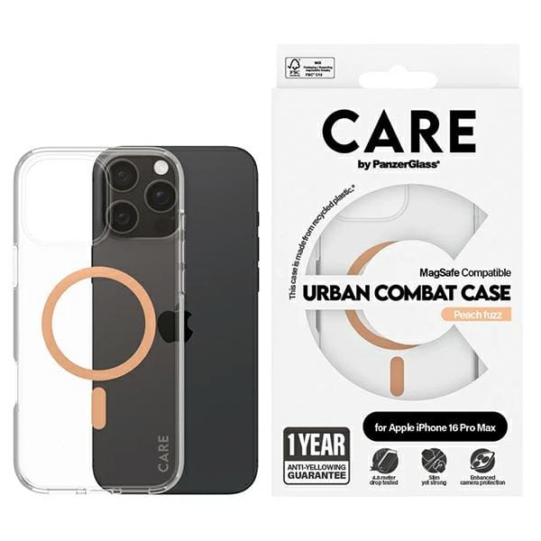 Etui CARE by PanzerGlass Flagship Case   iPhone 16 Pro Max 6,9" brzoskwiniowy/peachy MagSafe 1376