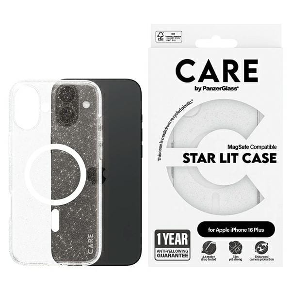 Etui CARE by PanzerGlass Flagship Star   Lit Case iPhone 16 Plus 6,7" biały/white MagSafe 1343