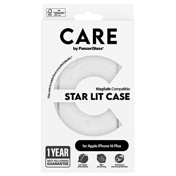 Etui CARE by PanzerGlass Flagship Star   Lit Case iPhone 16 Plus 6,7" biały/white MagSafe 1343