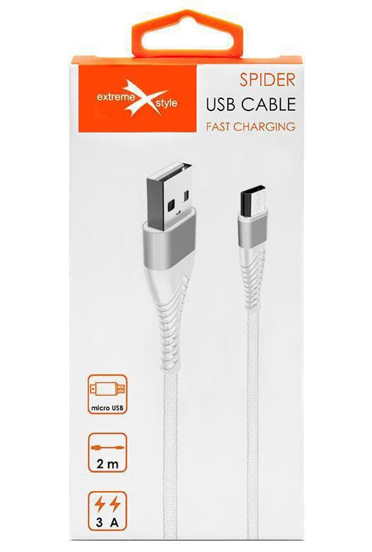 Kabel micro USB z oplotem Spider (2 m, biały)