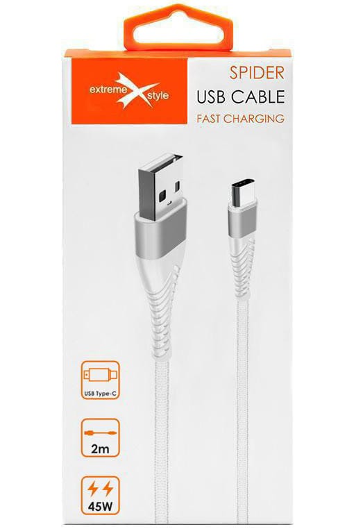 Kabel USB Typ-C z oplotem Spider (2 m, biały)