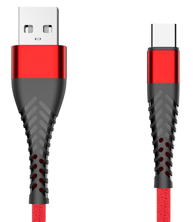 Kabel USB Typ-C z oplotem Spider (3 m, czerwony)