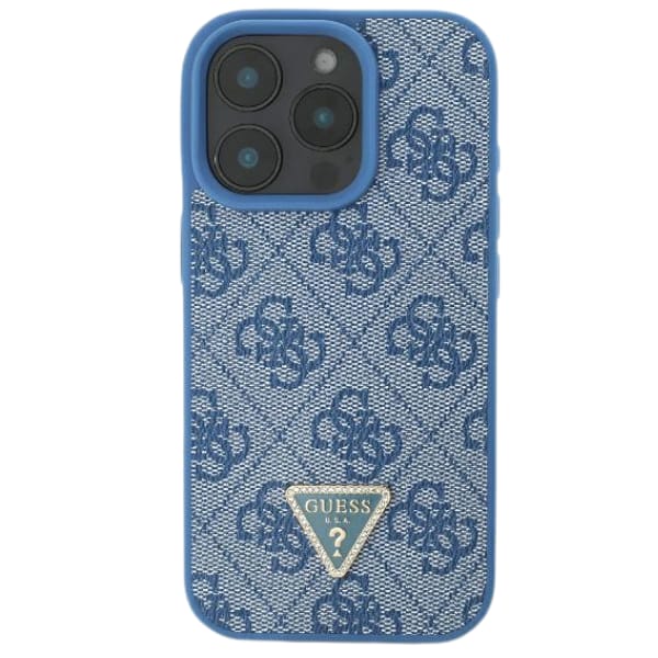 Guess GUHCP16SP4TDPB iPhone 16 6.1" niebieski/blue hardcase Leather 4G Triangle Strass