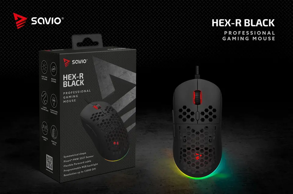 SAVIO HEX-R Gaming Mouse Black mouse