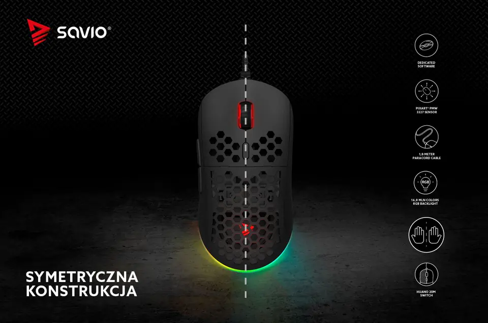 SAVIO HEX-R Gaming Mouse Black mouse