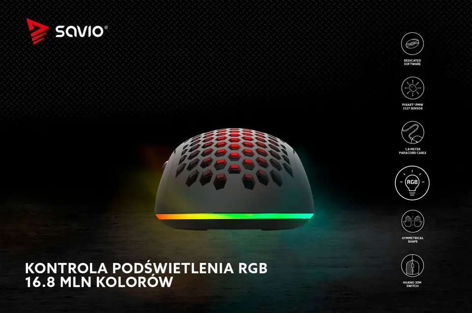 SAVIO HEX-R Gaming Mouse Black mouse