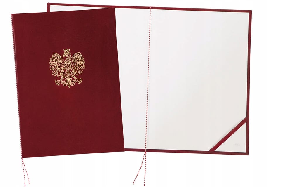 Okładka na dyplom z orłem bordowa 339-075 WARTA