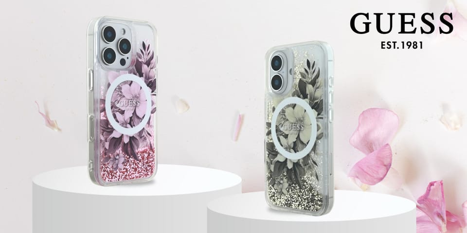 Guess GUHMP16LLFMWTE iPhone 16 Pro6.3" beżowy/beige hardcase Liquid Glitter Flower MagSafe