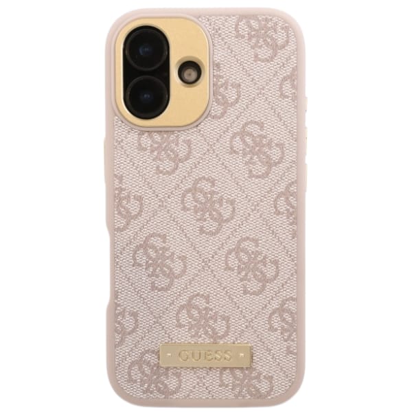 Guess GUHMP16SU4GPRP iPhone 16 6.1" różowy/pink hardcase 4G Logo Plate MagSafe