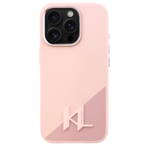 Oryginalne Etui IPHONE 16 Karl Lagerfeld Hardcase Silicone Shadow Metal Initial MagSafe (KLHMP16SSCMKMPCP) różowe