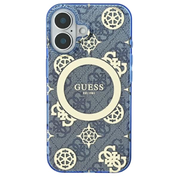 Guess GUHMP16SH4PYEEB iPhone 16 6.1" niebieski/blue hardcase IML Peony On 4G Background MagSafe